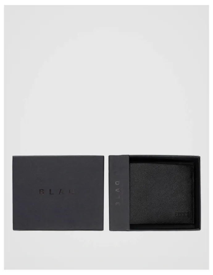 Blaq Saffiano Bifold Leather Wallet Black Wallet Black