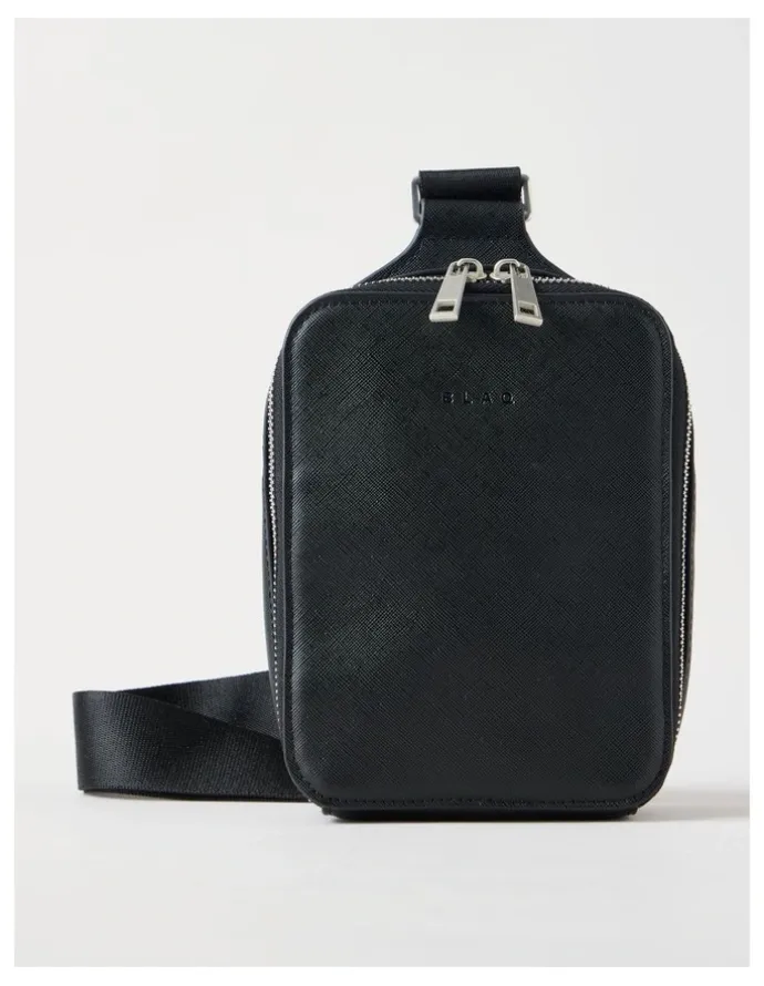 Blaq Saffiano Crossbody Bag in Black
