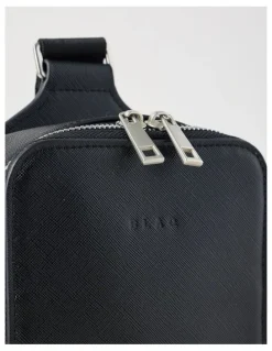 Blaq Saffiano Crossbody Bag in Black