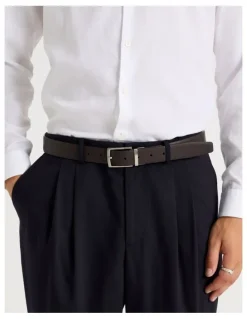 Blaq Saffiano/Smooth Reversible Dress Belt Belt Brown/ Brown
