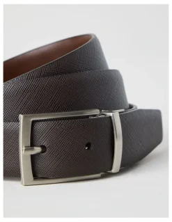 Blaq Saffiano/Smooth Reversible Dress Belt Belt Brown/ Brown