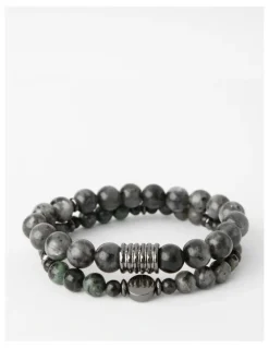 Blaq Semi Precious Bracelets 2pk in Black