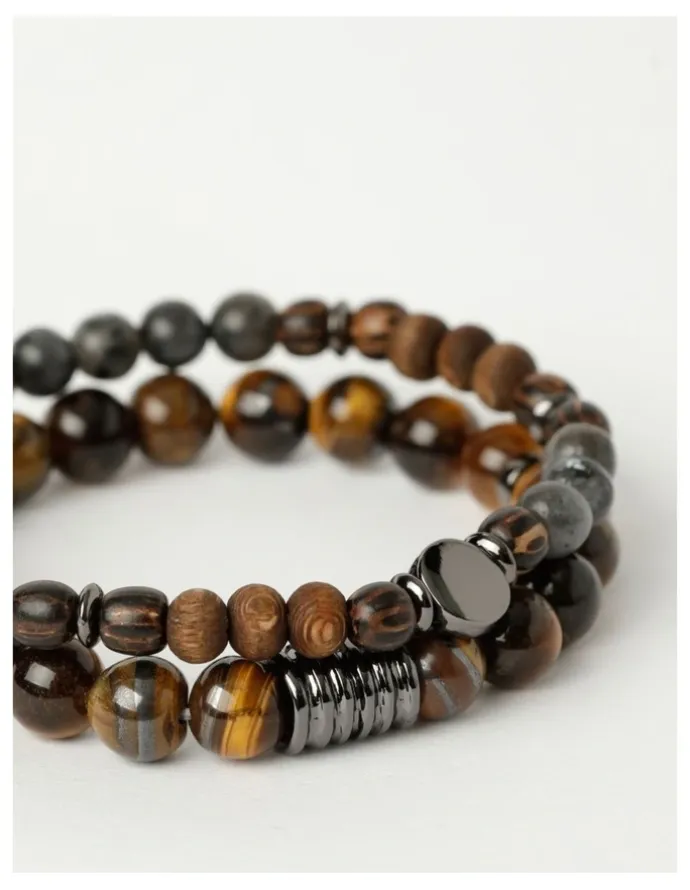 Blaq Semi Precious Brown Bracelets 2 Pack