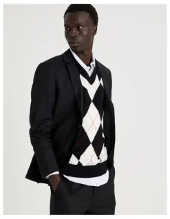 Blaq Argyle Vest in Black