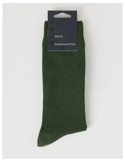 Blaq Australian Cotton Waffle Socks in Green Slate