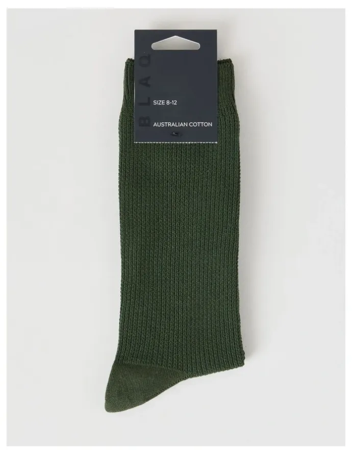 Blaq Australian Cotton Waffle Socks in Green Slate