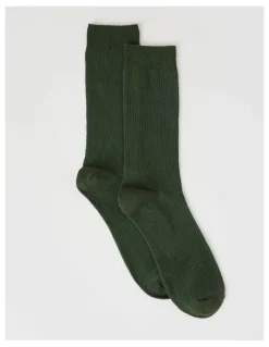 Blaq Australian Cotton Waffle Socks in Green Slate
