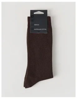 Blaq Australian Cotton Waffle Socks in Dark Chocolate
