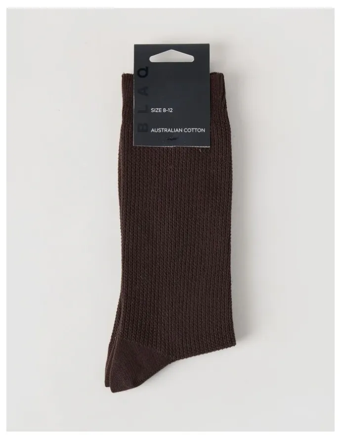 Blaq Australian Cotton Waffle Socks in Dark Chocolate