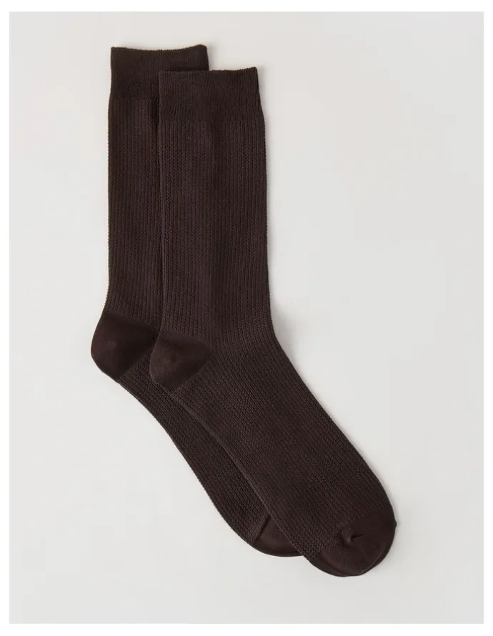 Blaq Australian Cotton Waffle Socks in Dark Chocolate