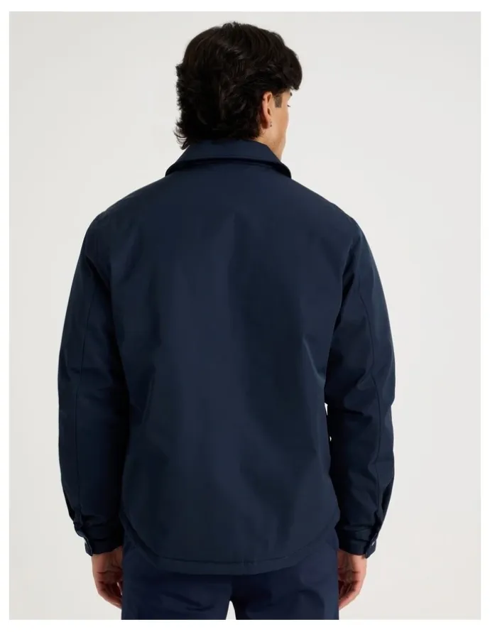 Blaq Contrast Cuff Collared Padded Jacket in Navy