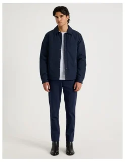 Blaq Contrast Cuff Collared Padded Jacket in Navy