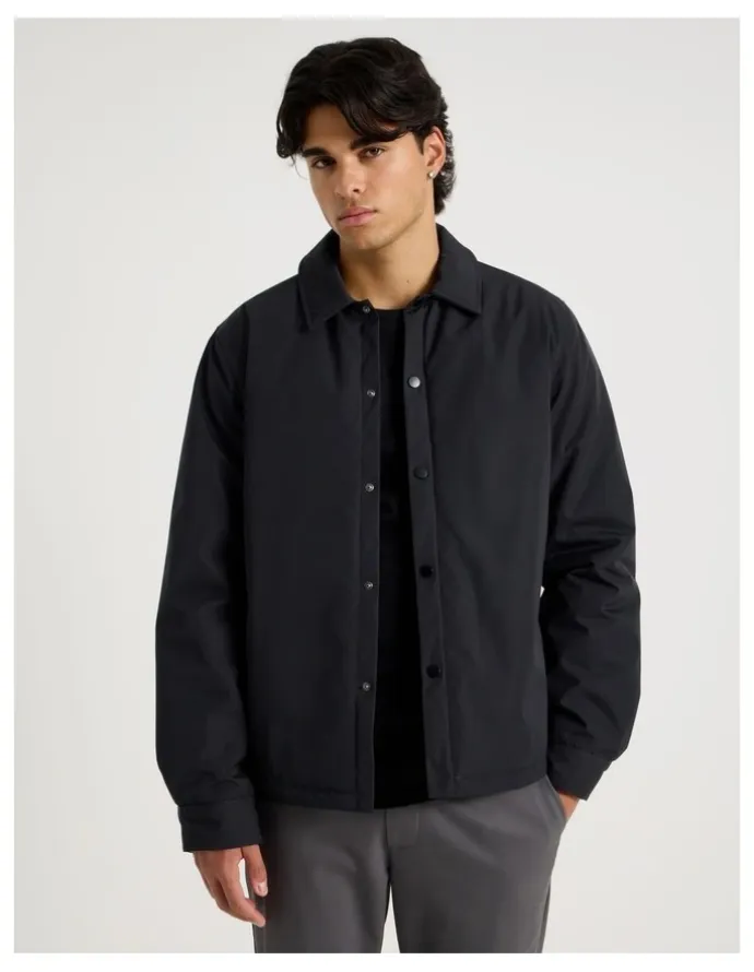 Blaq Contrast Cuff Collared Padded Jacket in Black