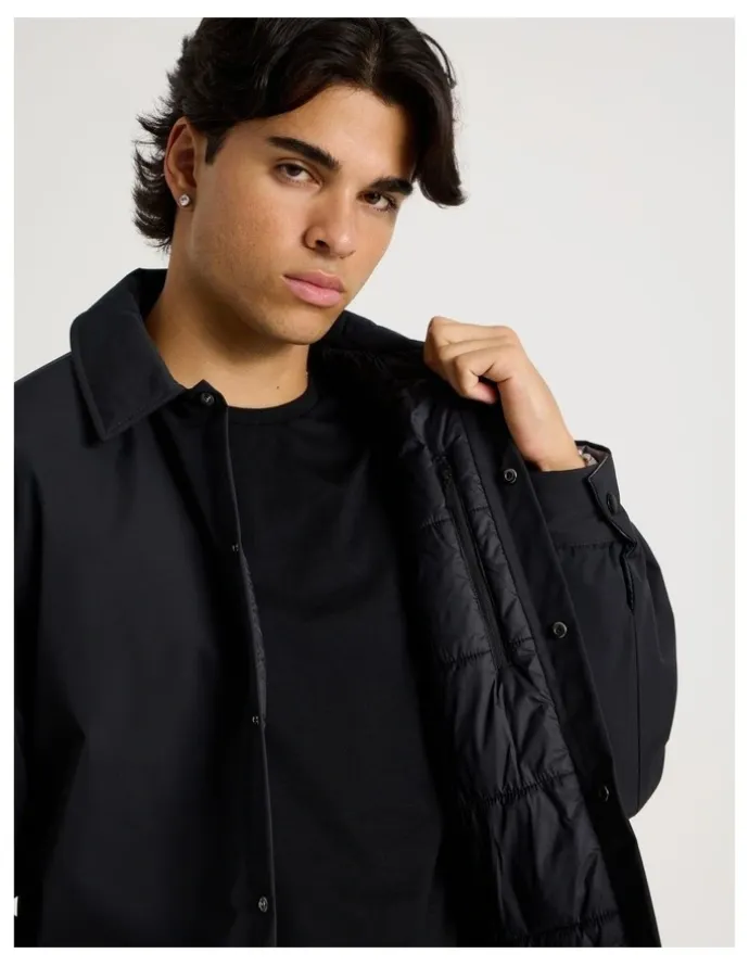 Blaq Contrast Cuff Collared Padded Jacket in Black