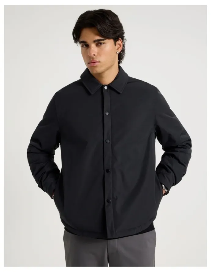 Blaq Contrast Cuff Collared Padded Jacket in Black