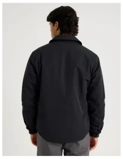 Blaq Contrast Cuff Collared Padded Jacket in Black