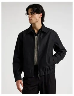 Blaq Cotton Twill Bomber Jacket in Black