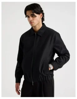 Blaq Cotton Twill Bomber Jacket in Black