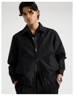 Blaq Cotton Twill Bomber Jacket in Black