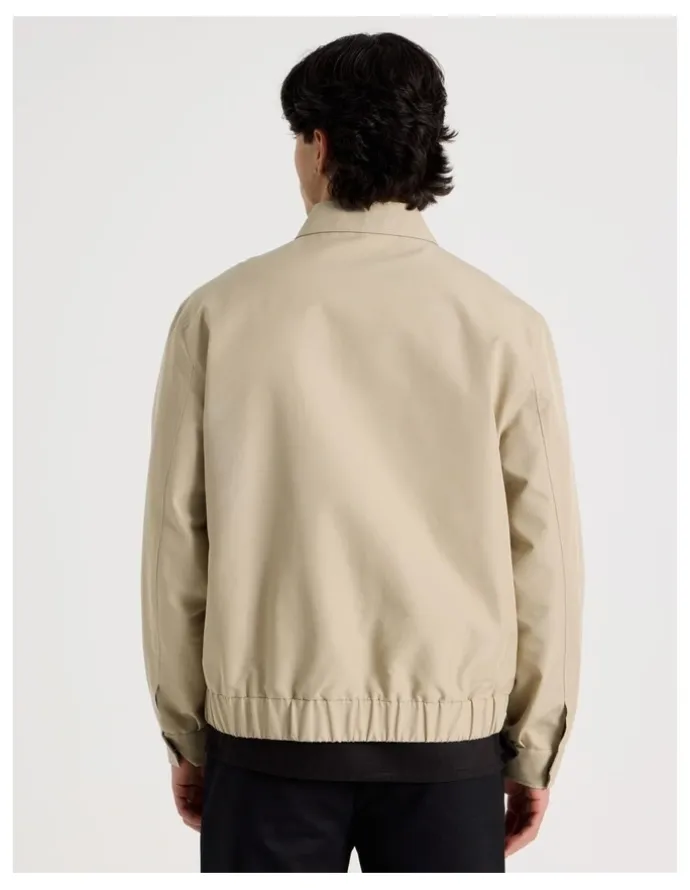 Blaq Cotton Twill Bomber Jacket in Sand