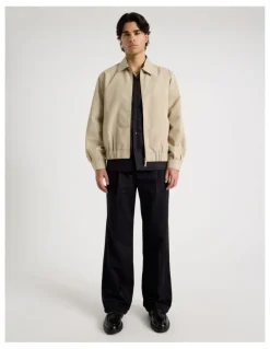 Blaq Cotton Twill Bomber Jacket in Sand