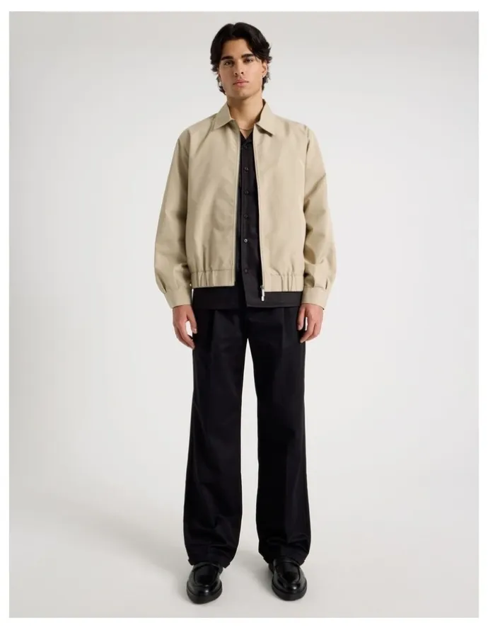 Blaq Cotton Twill Bomber Jacket in Sand