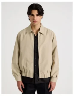 Blaq Cotton Twill Bomber Jacket in Sand