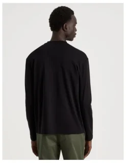 Blaq Detailed Collar Jersey Long Sleeve T/Shirt in Black