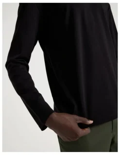 Blaq Detailed Collar Jersey Long Sleeve T/Shirt in Black