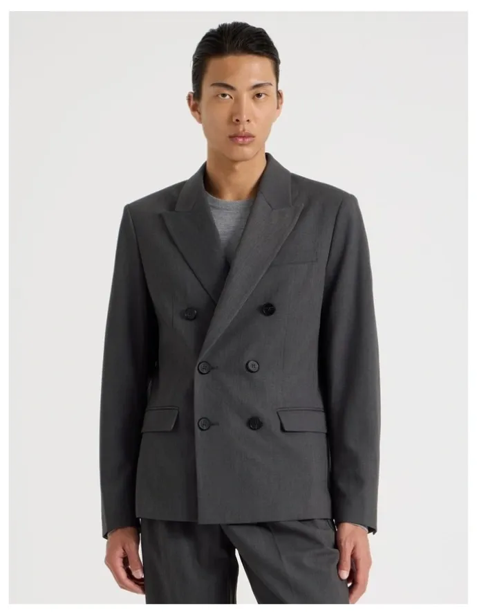 Blaq Double Breasted Blazer in Grey