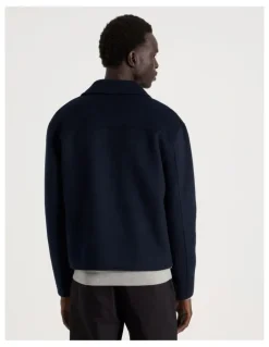 Blaq Double Faced Wool Blend Jacket in Navy