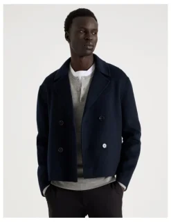 Blaq Double Faced Wool Blend Jacket in Navy