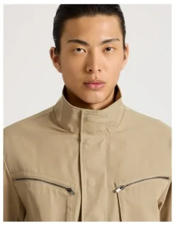 Blaq Double Pocket Parka Jacket in Beige