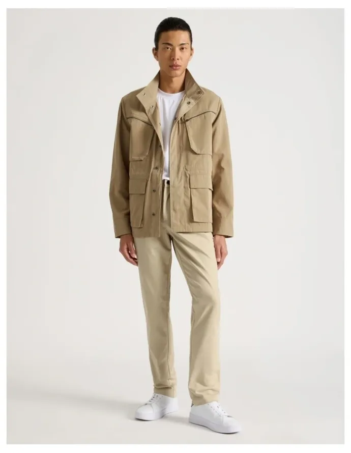 Blaq Double Pocket Parka Jacket in Beige