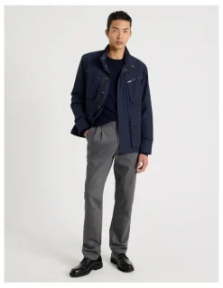 Blaq Double Pocket Parka Jacket in Navy