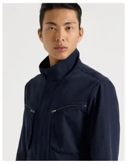 Blaq Double Pocket Parka Jacket in Navy