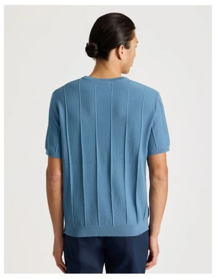 Blaq Drop Needle Knit T-Shirt in Blue
