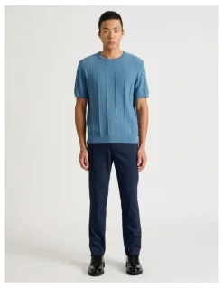 Blaq Drop Needle Knit T-Shirt in Blue