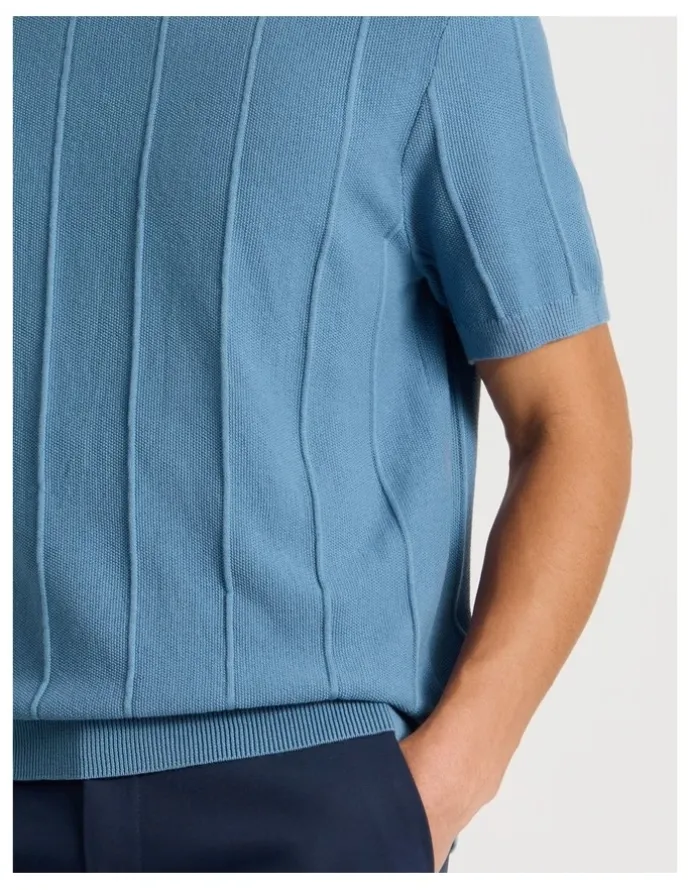 Blaq Drop Needle Knit T-Shirt in Blue