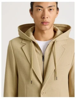 Blaq Hooded Sweat Jacket in Beige