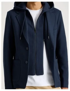 Blaq Hooded Sweat Jacket in Navy