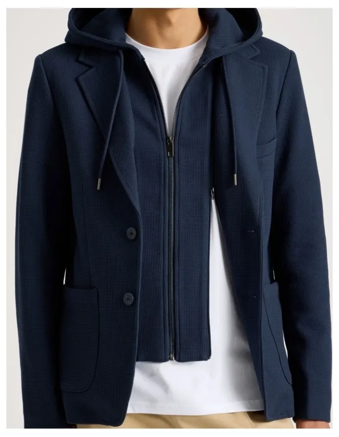 Blaq Hooded Sweat Jacket in Navy