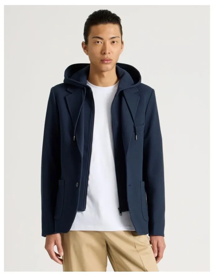 Blaq Hooded Sweat Jacket in Navy