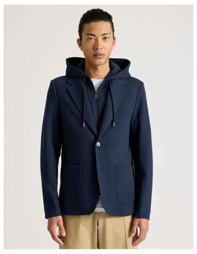 Blaq Hooded Sweat Jacket in Navy
