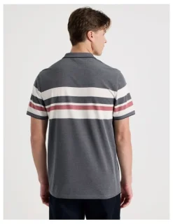 Blaq Jersey Chest Stripe Polo in Navy
