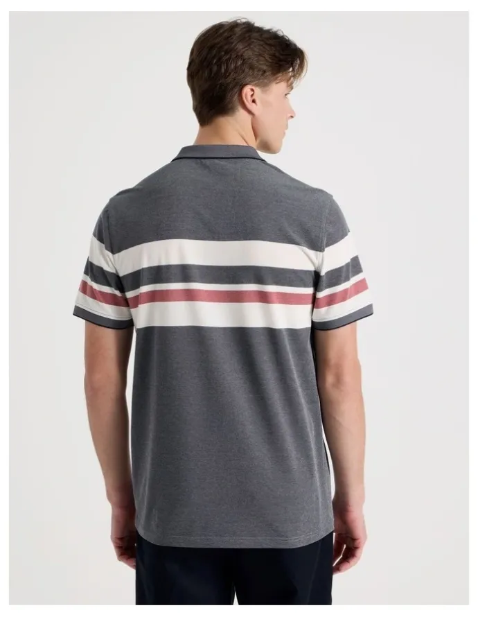 Blaq Jersey Chest Stripe Polo in Navy