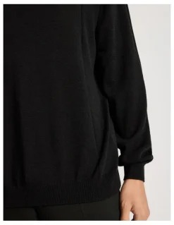 Blaq Johnny Collar Long Sleeve Knit Polo in Black