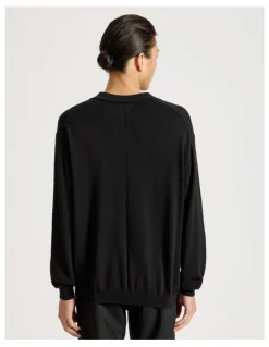 Blaq Johnny Collar Long Sleeve Knit Polo in Black