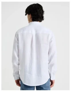 Blaq Linen Long Sleeve Shirt in White