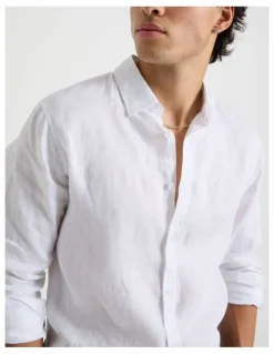Blaq Linen Long Sleeve Shirt in White